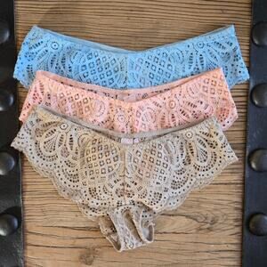 Victoria's Secret Lace Dream Angels Cheeky Panty Bundle Sz XS New 3 pieces